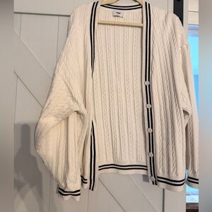 Aritzia TNA white cable knit cardigan